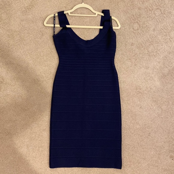 herve leger navy blue bandage dress Herv Lger Pacific Blue Navy Makayla Bandage Dress  Boutique LUC.S